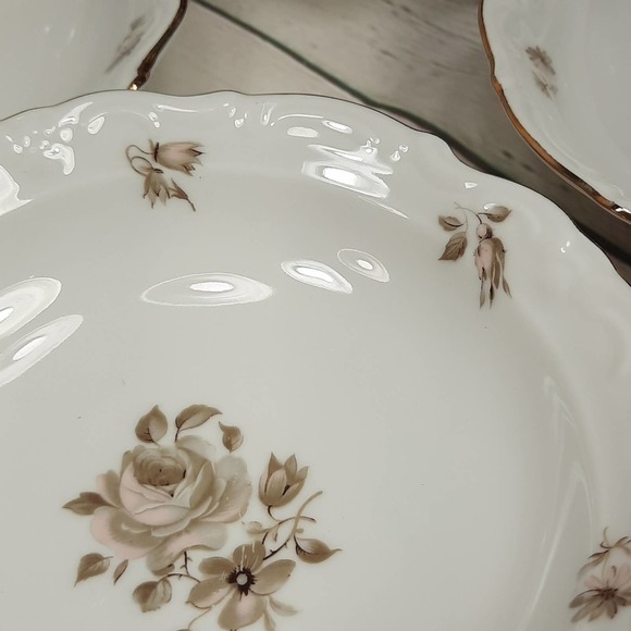 Set of 5 Vintage Winterling China Dawn Rose 5 1/2" Dessert/Sauce Bowls Gold Trim - Picture 6 of 16